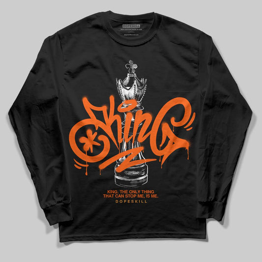 Jordan 12 Retro Brilliant Orange DopeSkill Long Sleeve T-Shirt King Chess Graphic Streetwear - Black