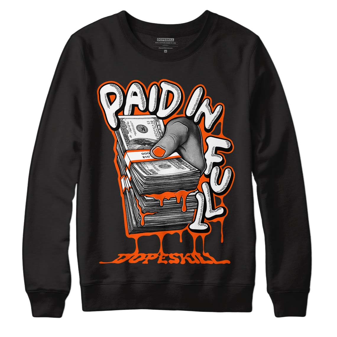 MSCHF Super Normal 2 Orange Milk DopeSkill Sweatshirt Paid In Full Graphic Streetwear - Black