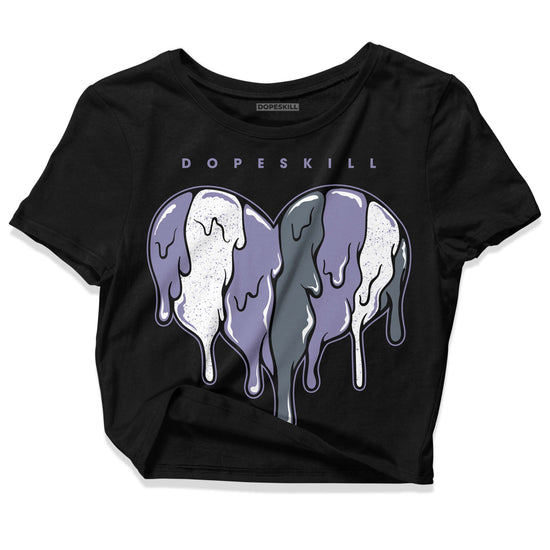 Jordan 5 Retro Low Indigo Haze DopeSkill Women's Crop Top Slime Drip Heart Graphic Streetwear - Black