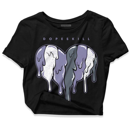 Jordan 5 Retro Low Indigo Haze DopeSkill Women's Crop Top Slime Drip Heart Graphic Streetwear - Black