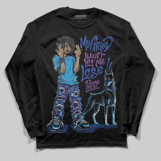 Royal Blue Sneakers DopeSkill Long Sleeve T-Shirt My Grind Won't Let Me Lose Graphic Streetwear - Black