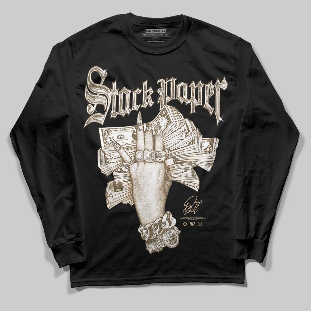 TAN Sneakers DopeSkill Long Sleeve T-Shirt Stack Paper Graphic Streetwear - Black