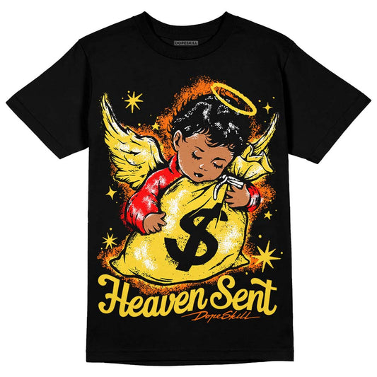 Jordan 4 Thunder DopeSkill T-Shirt Heaven Sent Graphic Streetwear - Black