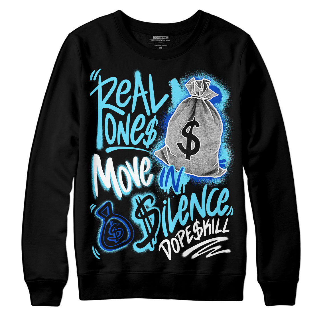 Dunk Low Argon DopeSkill Sweatshirt Real Ones Move In Silence Graphic Streetwear - Black 