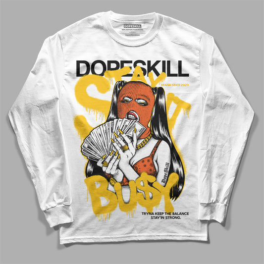 Yellow Sneakers DopeSkill Long Sleeve T-Shirt Stay It Busy Graphic Streetwear - White 