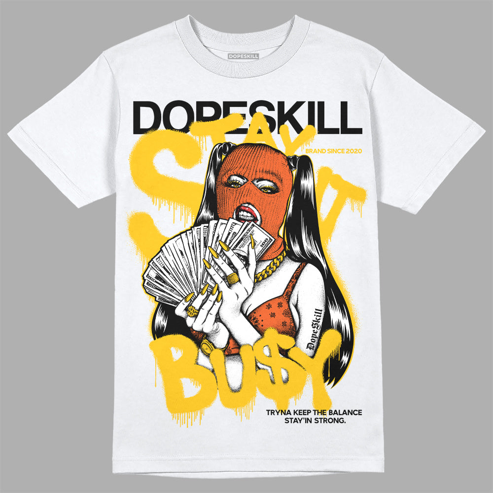 Yellow Sneakers DopeSkill T-Shirt Stay It Busy Graphic Streetwear - White 