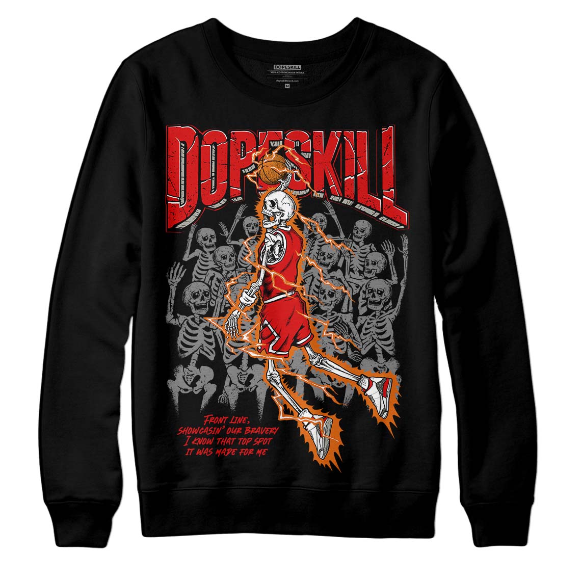 Jordan 3 Fire Red DopeSkill Sweatshirt Thunder Dunk Graphic Streetwear - Black 