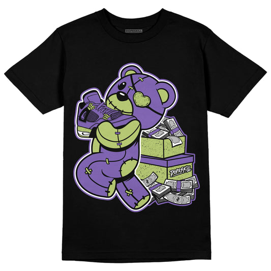 Jordan 4 Canyon Purple DopeSkill T-Shirt Bear Steals Sneaker Graphic Streetwear - Black