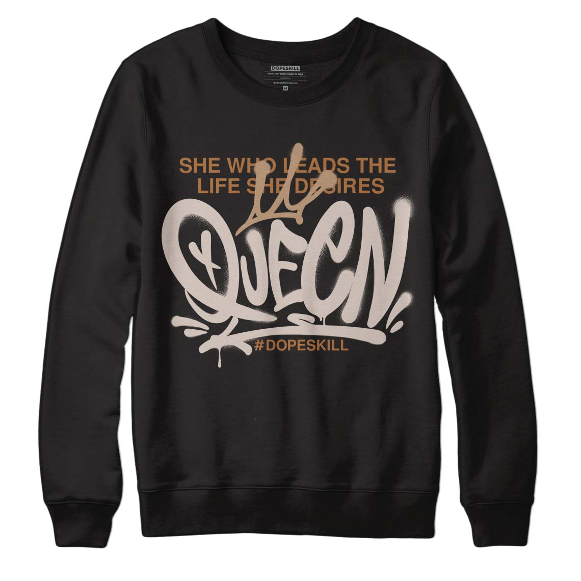 Jordan 3 Retro Palomino DopeSkill Sweatshirt Queen Graphic Streetwear - Black