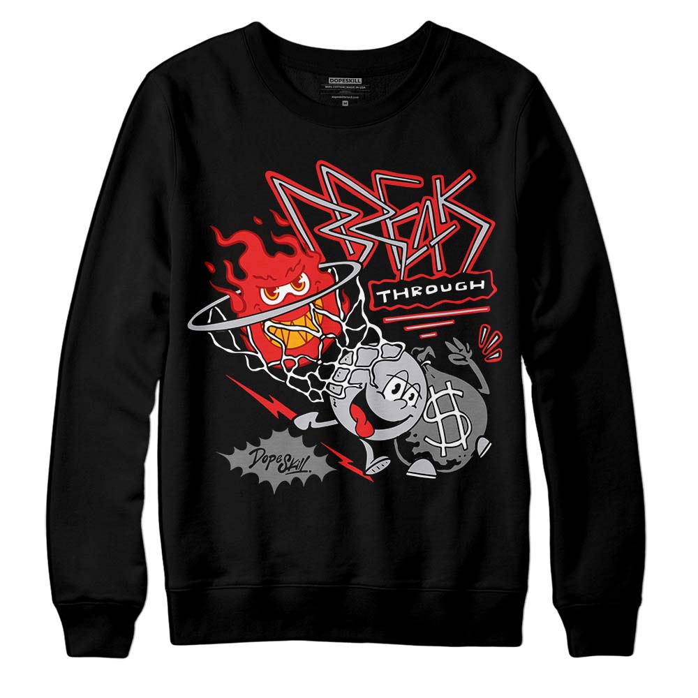 Grey Sneakers DopeSkill Sweatshirt Break Through Graphic Streetwear - Black