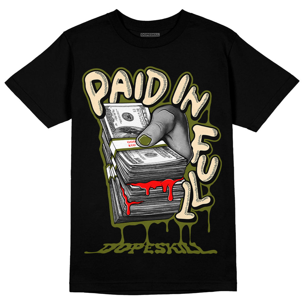 Travis Scott x Jordan 1 Low OG “Olive” DopeSkill T-Shirt Paid In Full Graphic Streetwear - Black