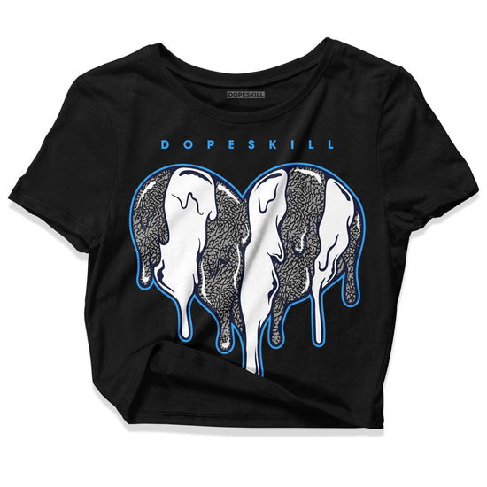 Jordan 3 "Midnight Navy" DopeSkill Women's Crop Top Slime Drip Heart Graphic Streetwear - Black