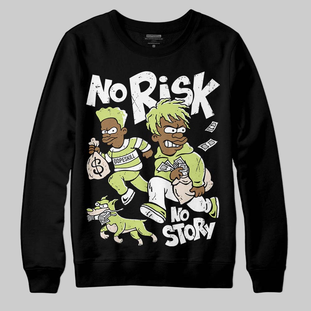 Jordan 5 “Luminous Green” DopeSkill Sweatshirt No Risk No Story Graphic Streetwear - Black