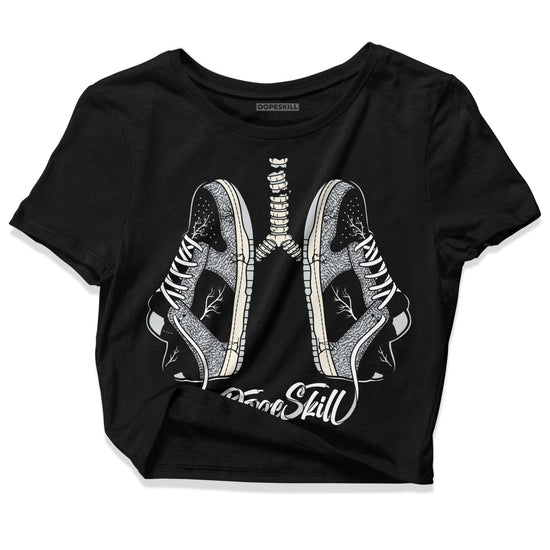 Jordan 1 Retro Low OG Black Cement DopeSkill Women's Crop Top Breathe Graphic Streetwear - Black