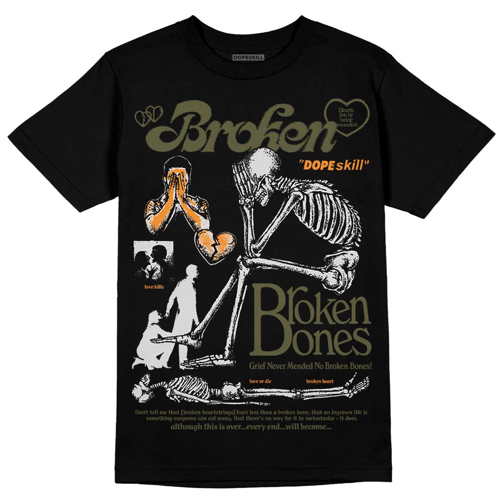 Jordan 5 "Olive" DopeSkill T-Shirt Broken Bones Graphic Streetwear - Black