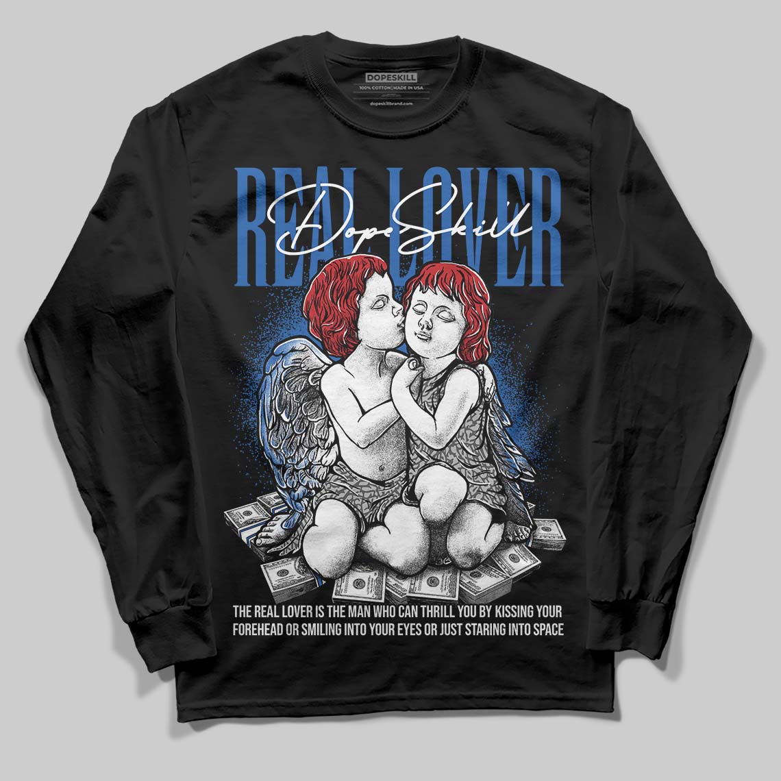 Jordan 3 "True Blue" DopeSkill Long Sleeve T-Shirt Real Lover Graphic Streetwear - Black