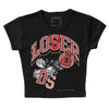 Jordan 13 “Dune Red” DopeSkill Women's Crop Top Loser Lover Graphic Streetwear - Black