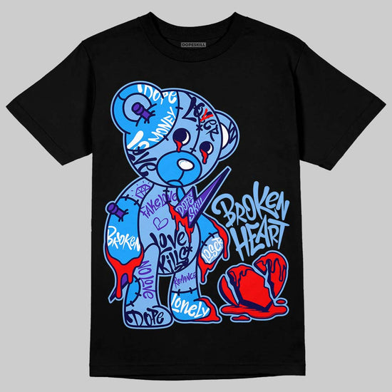 Jordan 6 University Blue DopeSkill T-Shirt Broken Heart Graphic Streetwear - Black