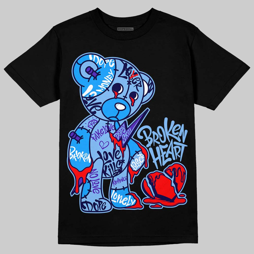 Jordan 6 University Blue DopeSkill T-Shirt Broken Heart Graphic Streetwear - Black
