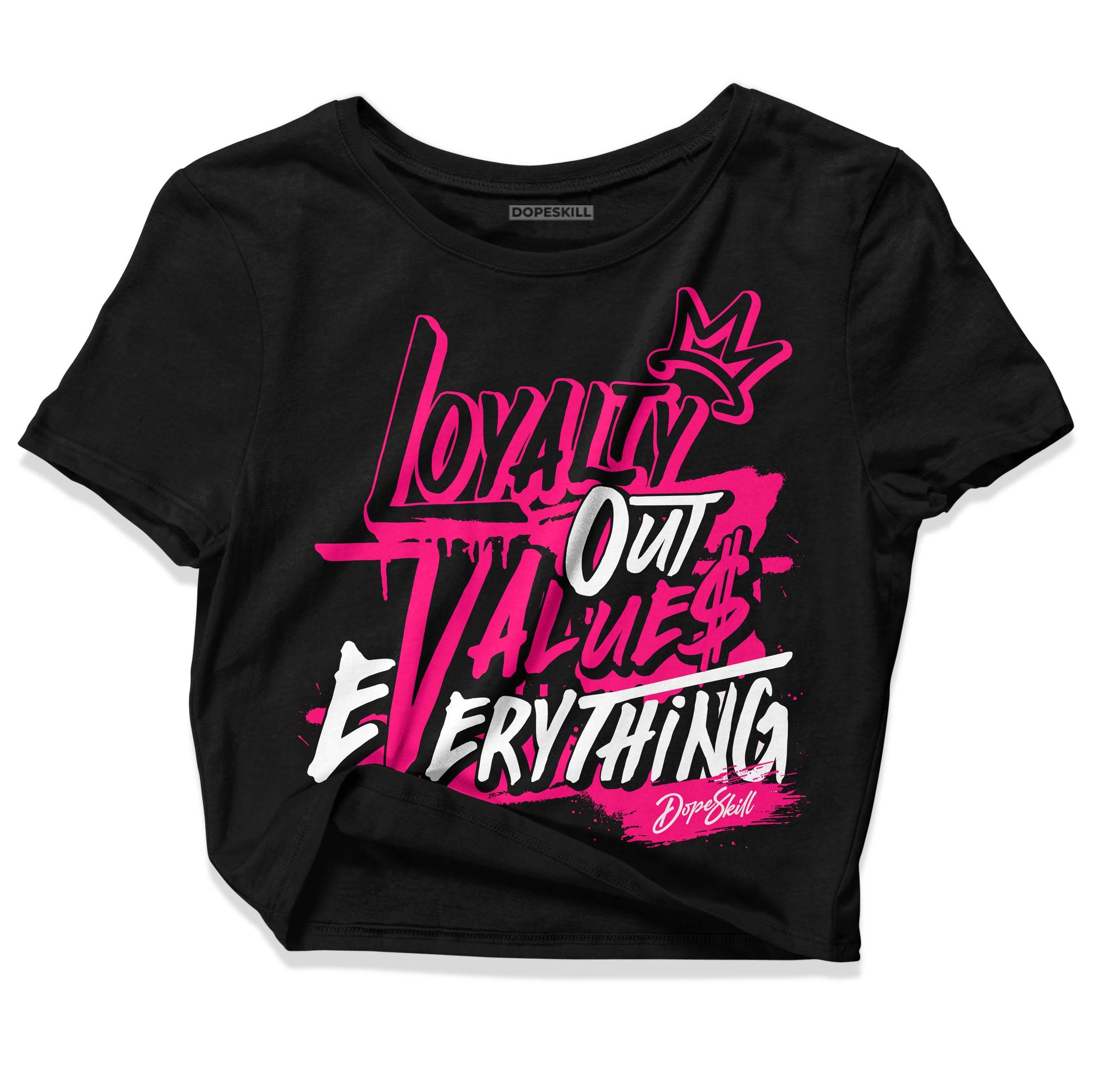 Jordan 1 Low GS “Fierce Pink” Dopeskill Women's Crop Top LOVE Graphic Streetwear - Black