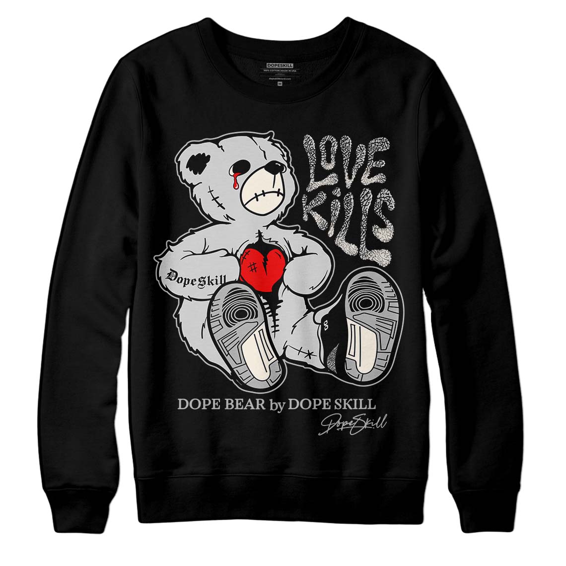 Jordan 3 “Off Noir” DopeSkill Sweatshirt Love Kills Graphic Streetwear - Black