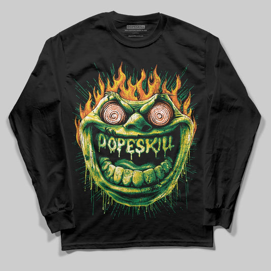 Green Sneakers DopeSkill Long Sleeve T-Shirt Hellfire Graphic Streetwear - Black