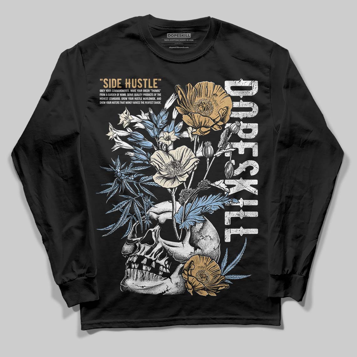 Nike Air Diamond Turf Must Be the Money DopeSkill Long Sleeve T-Shirt Side Hustle Graphic Streetwear - Black
