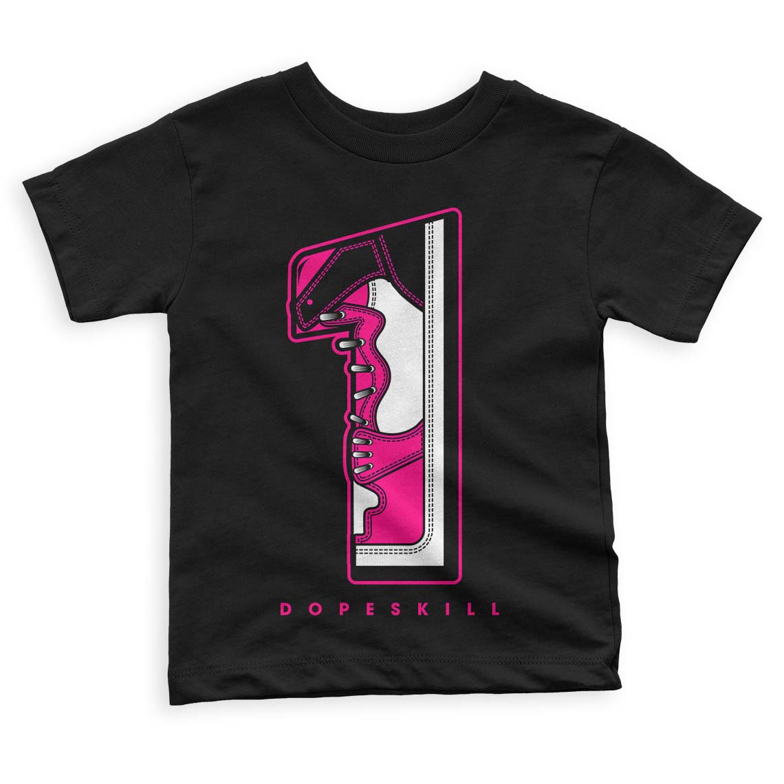 Jordan 1 Low GS “Fierce Pink” Dopeskill Toddler Kids T-shirt No.1 Graphic Streetwear - Black