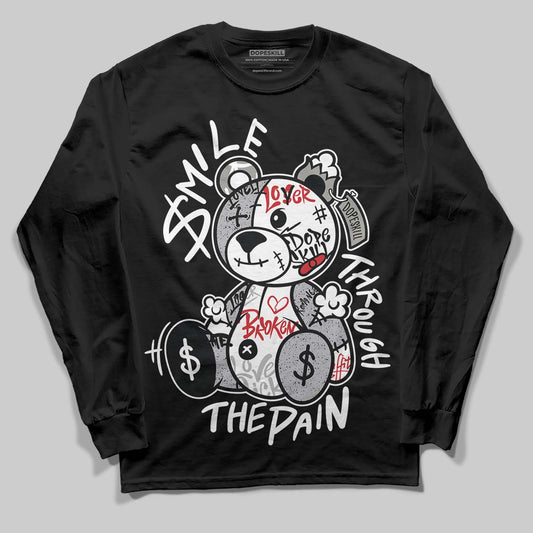 Jordan 4 OG “White Cement” DopeSkill Long Sleeve T-Shirt Smile Through The Pain Graphic Streetwear - Black