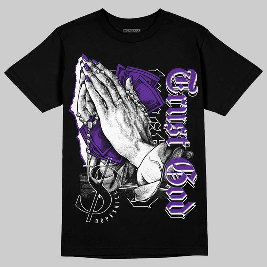 Jordan 3 Dark Iris DopeSkill T-Shirt Trust God Graphic Streetwear - Black