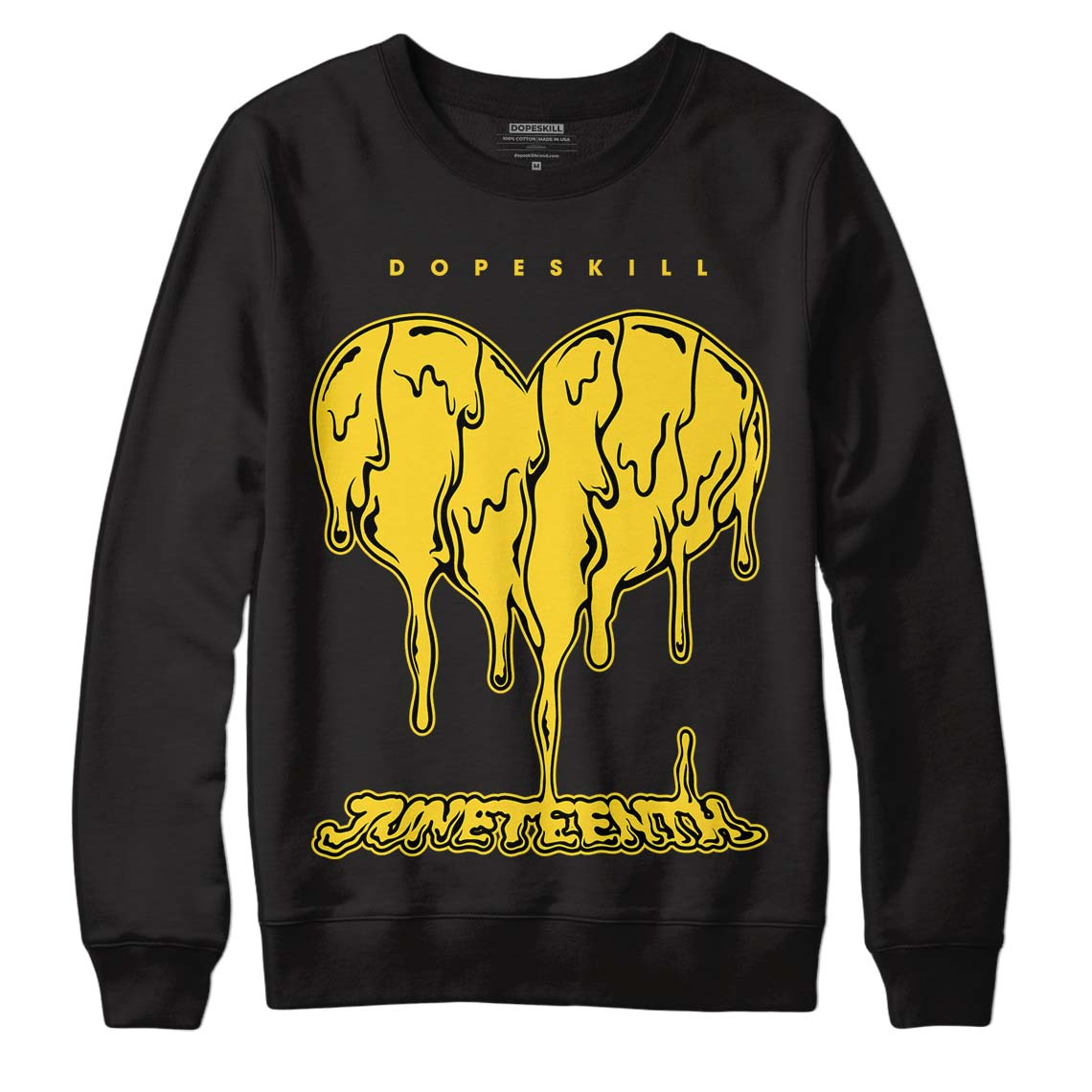 Jordan 4 Tour Yellow Thunder DopeSkill Sweatshirt Juneteenth Heart Graphic Streetwear - Black