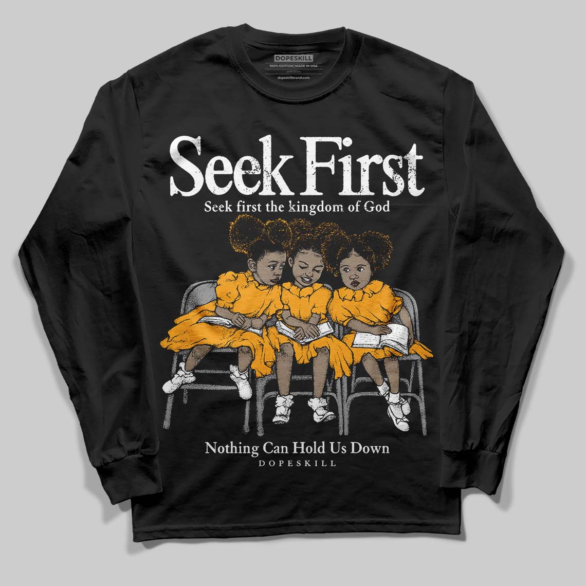 Jordan 12 Retro Black Taxi DopeSkill Long Sleeve T-Shirt New Seek First Graphic Streetwear - black