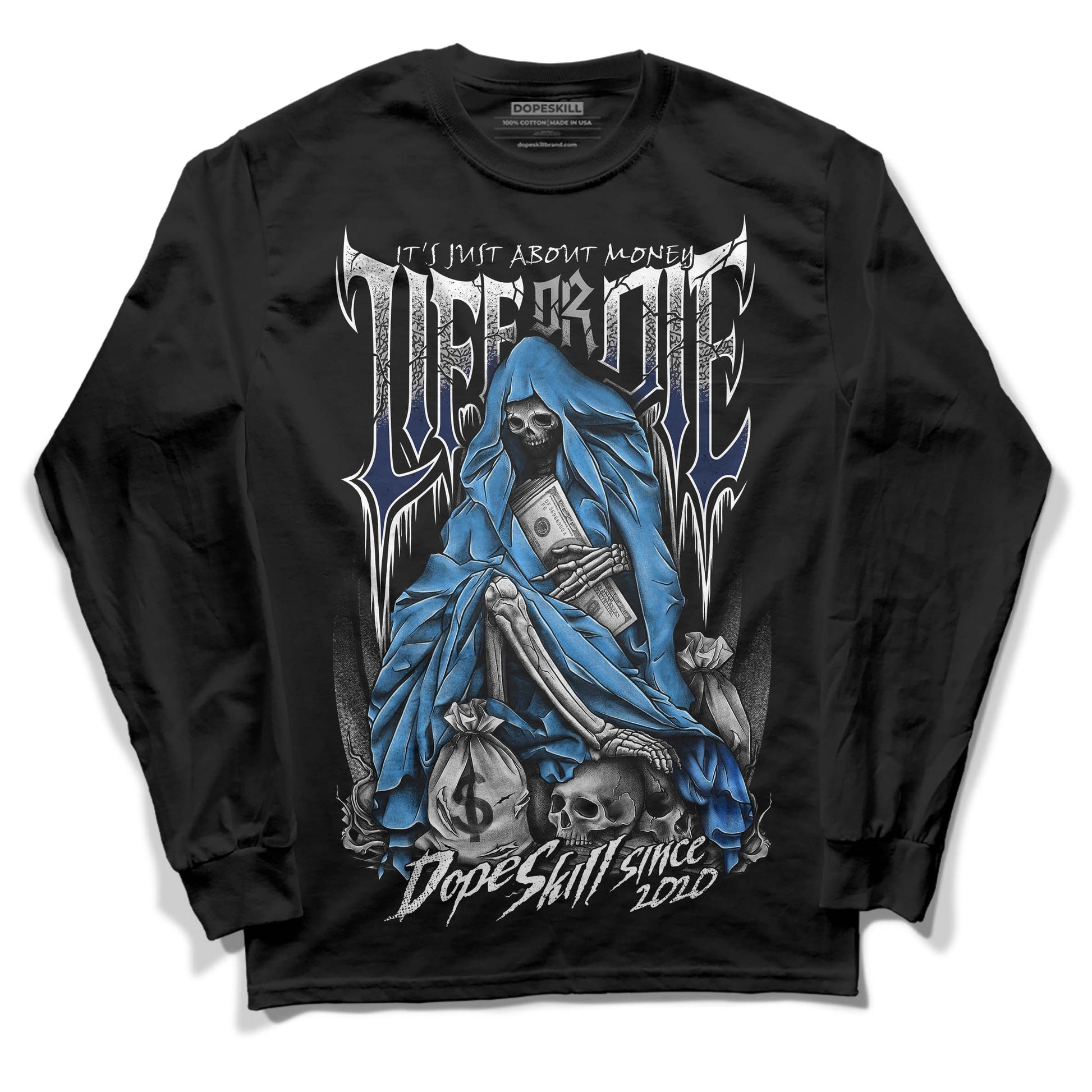 Jordan 3 "Midnight Navy" DopeSkill Long Sleeve T-Shirt Life or Die Graphic Streetwear - Black