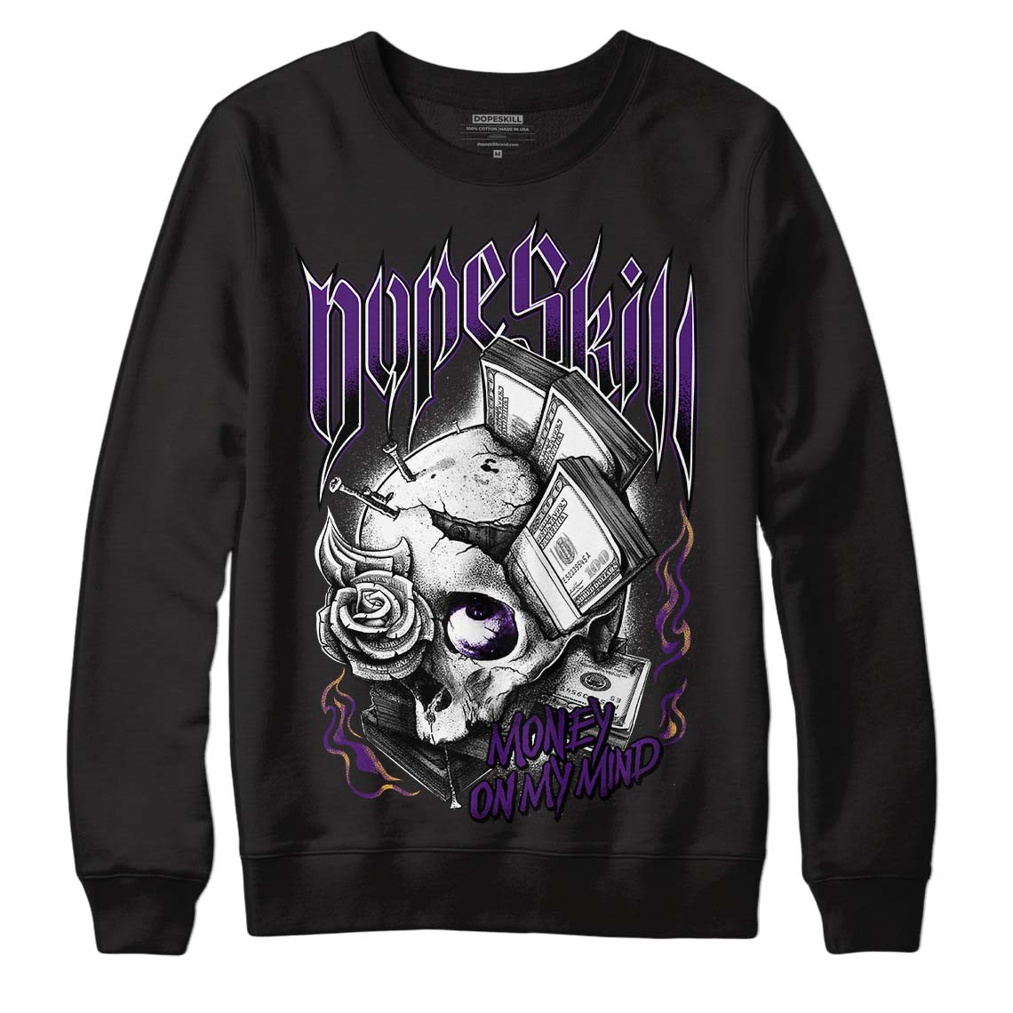 Jordan 12 “Field Purple” DopeSkill Sweatshirt Money On My Mind Graphic Streetwear - Black