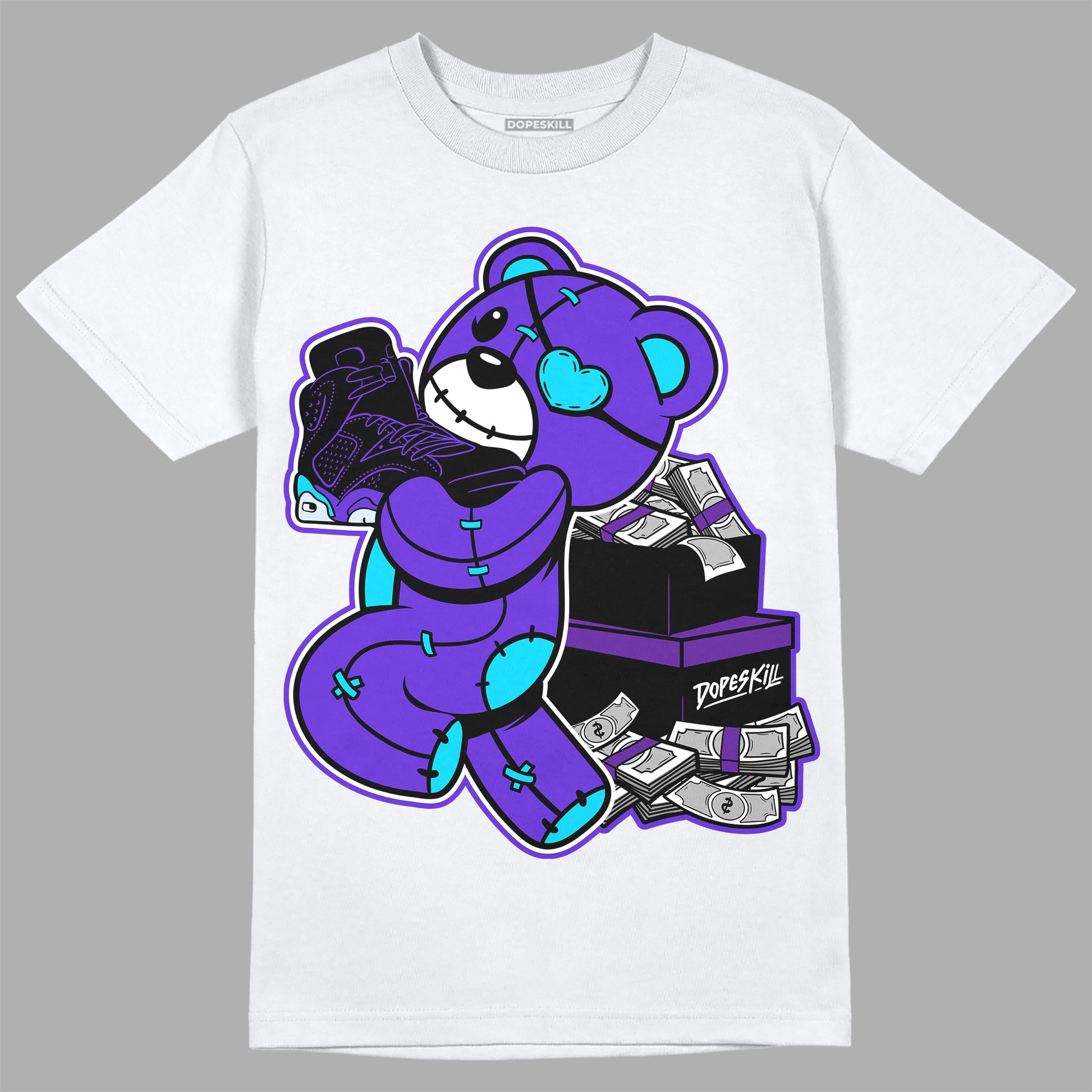 Jordan 6 "Aqua" DopeSkill T-Shirt Bear Steals Sneaker Graphic Streetwear - White 