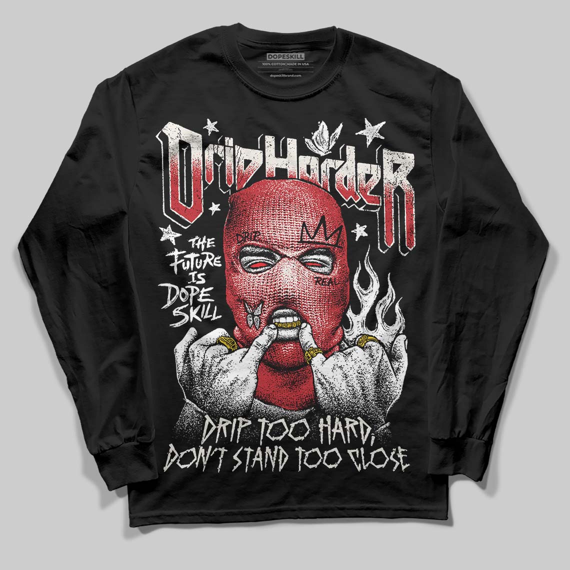 Jordan 4 “Flight Club” DopeSkill Long Sleeve T-Shirt Drip Harder Graphic Streetwear - Black