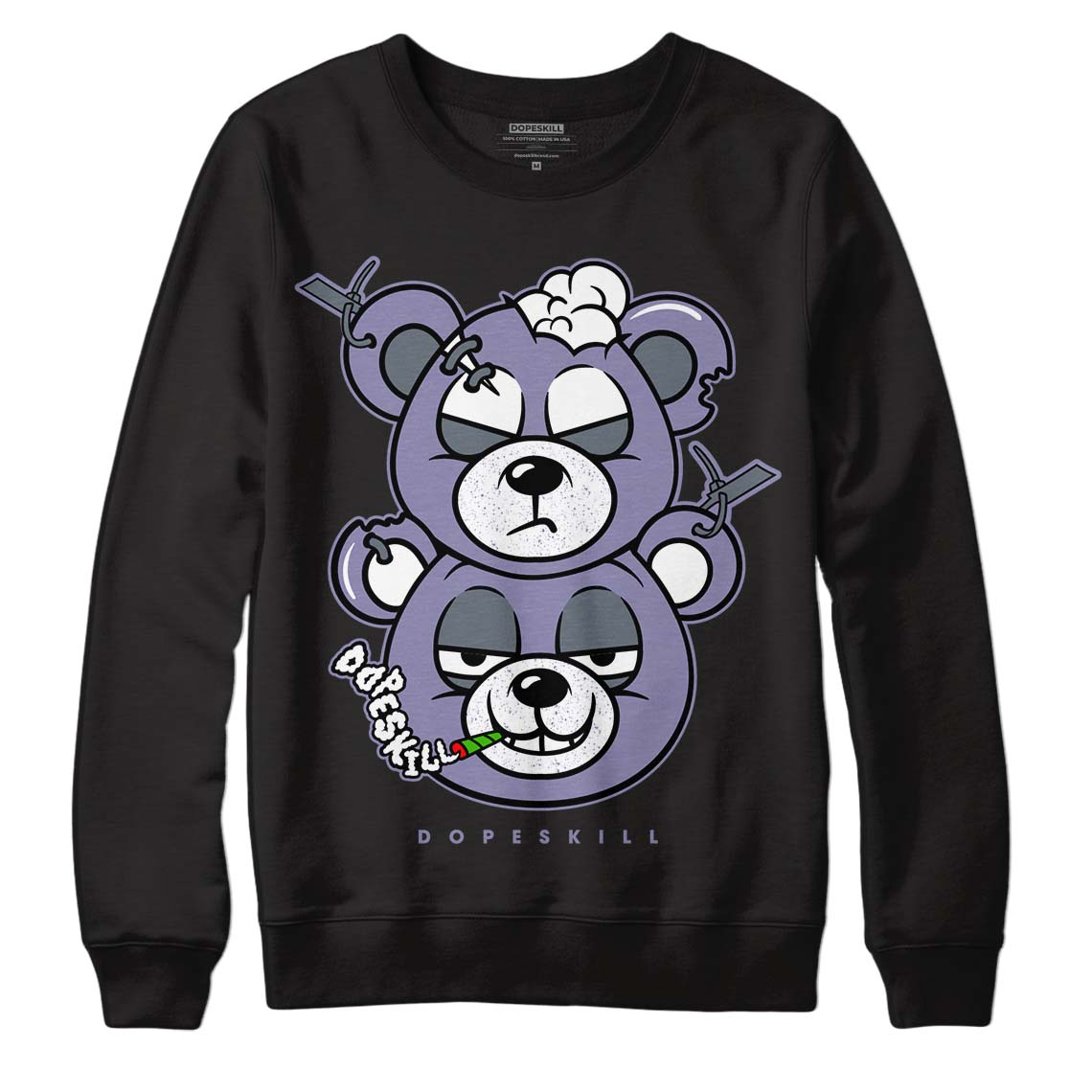 Jordan 5 Retro Low Indigo Haze DopeSkill Sweatshirt New Double Bear Graphic Streetwear - Black