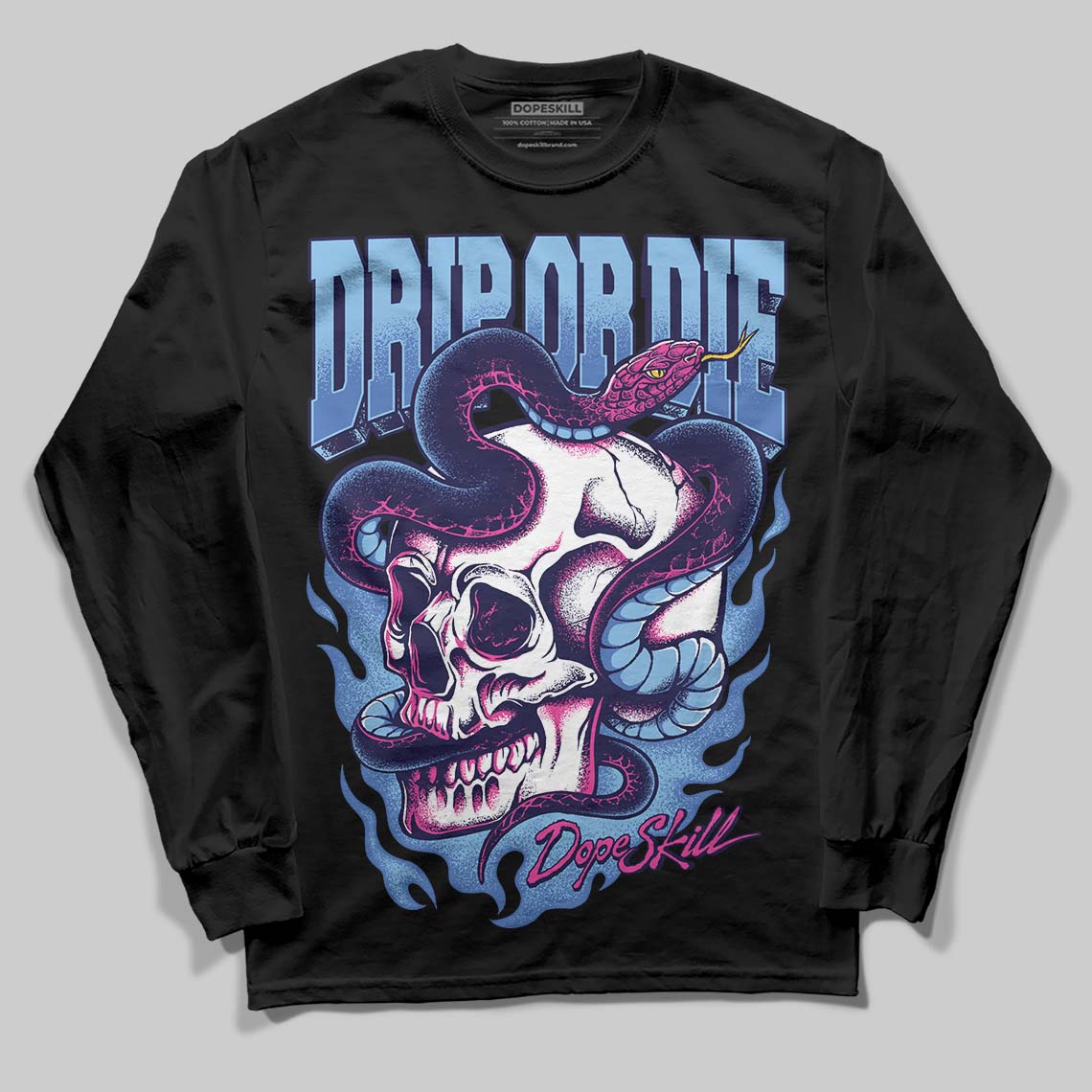 University Blue Sneakers DopeSkill Long Sleeve T-Shirt Drip or Die Graphic Streetwear - black