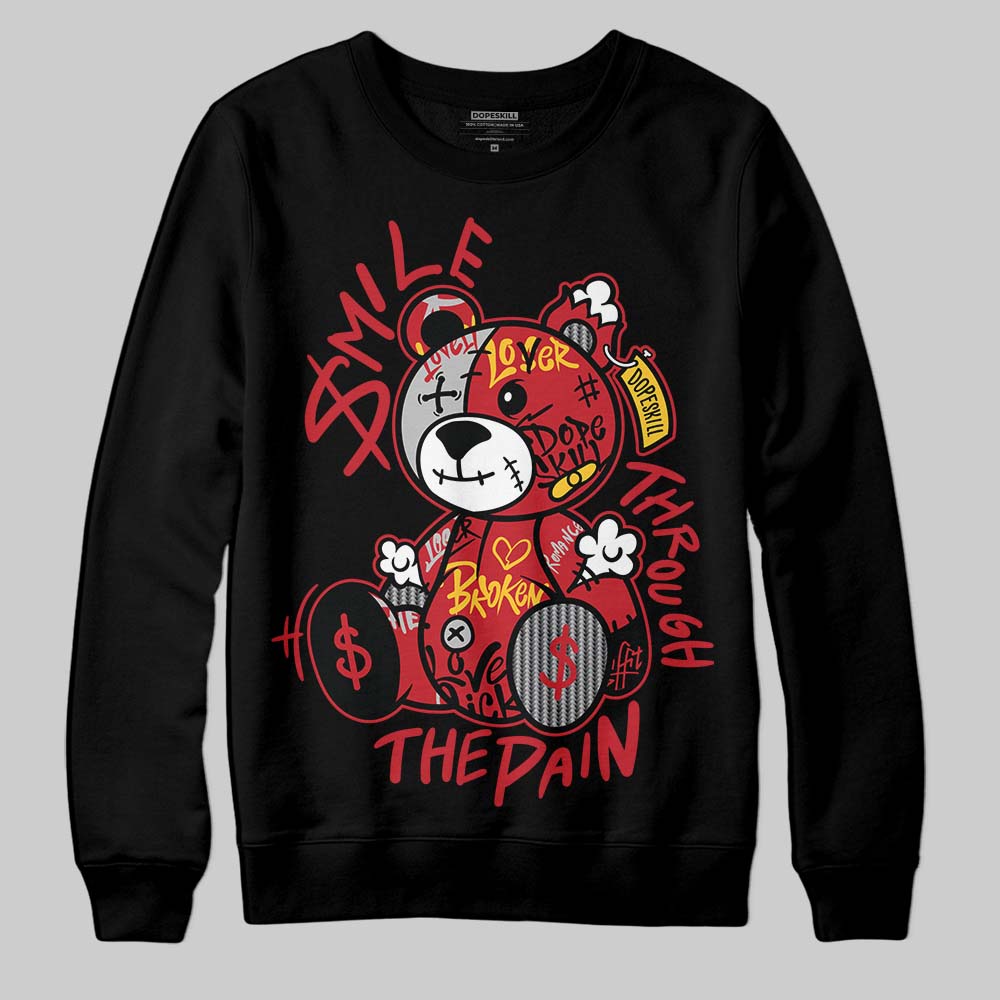 Jordan 14 Retro Ferrari (2025) DopeSkill Sweatshirt Smile Through The Pain Graphic Streetwear - Black