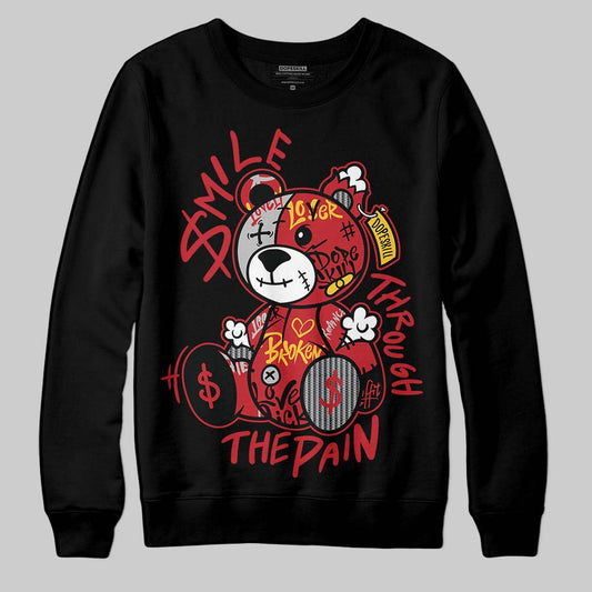 Jordan 14 Retro Ferrari (2025) DopeSkill Sweatshirt Smile Through The Pain Graphic Streetwear - Black