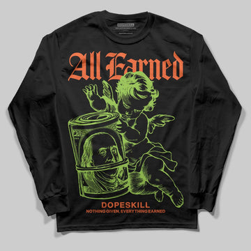 Neon Green Sneakers DopeSkill Long Sleeve T-Shirt All Earned Graphic Streetwear - Black