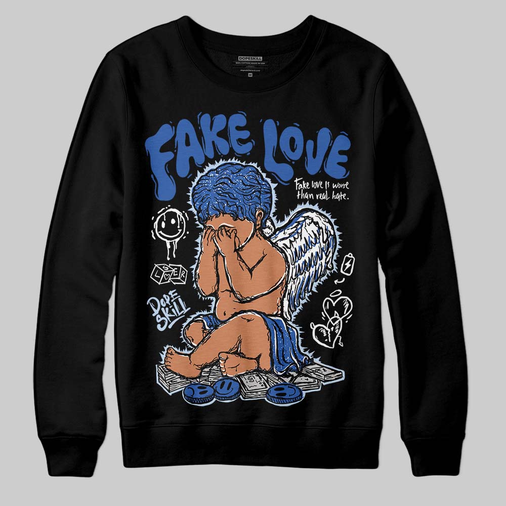 Awake NY x Jordan 5 Retro 'Black Racer Blue' DopeSkill Sweatshirt False LoveGraphic Streetwear - Black
