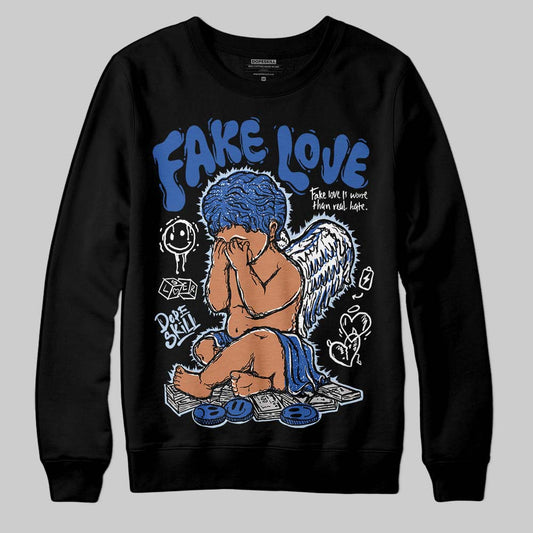 Awake NY x Jordan 5 Retro 'Black Racer Blue' DopeSkill Sweatshirt False LoveGraphic Streetwear - Black