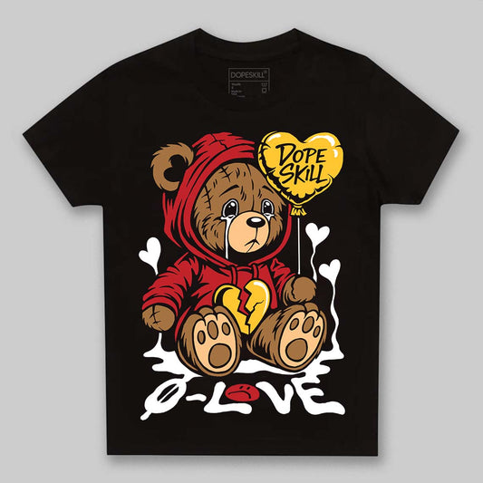 Jordan 14 Retro Ferrari (2025) DopeSkill Toddler Kids T-shirt Broken Bear Graphic Streetwear - Black