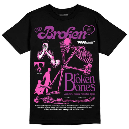 Jordan 4 GS “Hyper Violet” DopeSkill T-Shirt Broken Bones Graphic Streetwear -0 Black