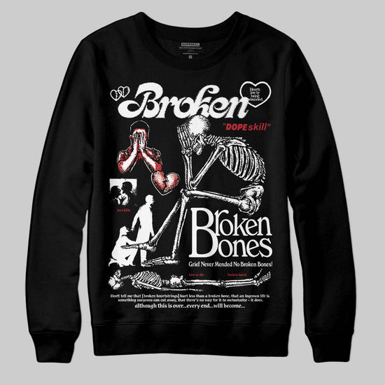 Jordan 14 Retro ‘Black Toe’ DopeSkill Sweatshirt Broken Bones Graphic Streetwear - Black