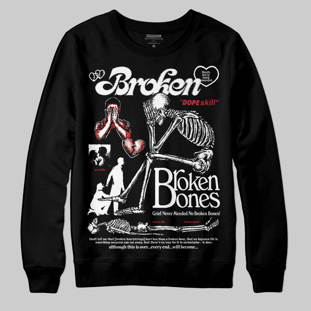 Jordan 14 Retro ‘Black Toe’ DopeSkill Sweatshirt Broken Bones Graphic Streetwear - Black