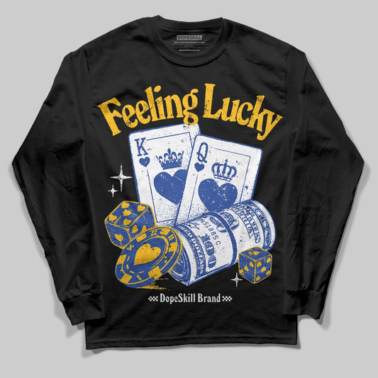 Royal Blue Sneakers DopeSkill Long Sleeve T-Shirt Feeling Lucky Graphic Streetwear - black