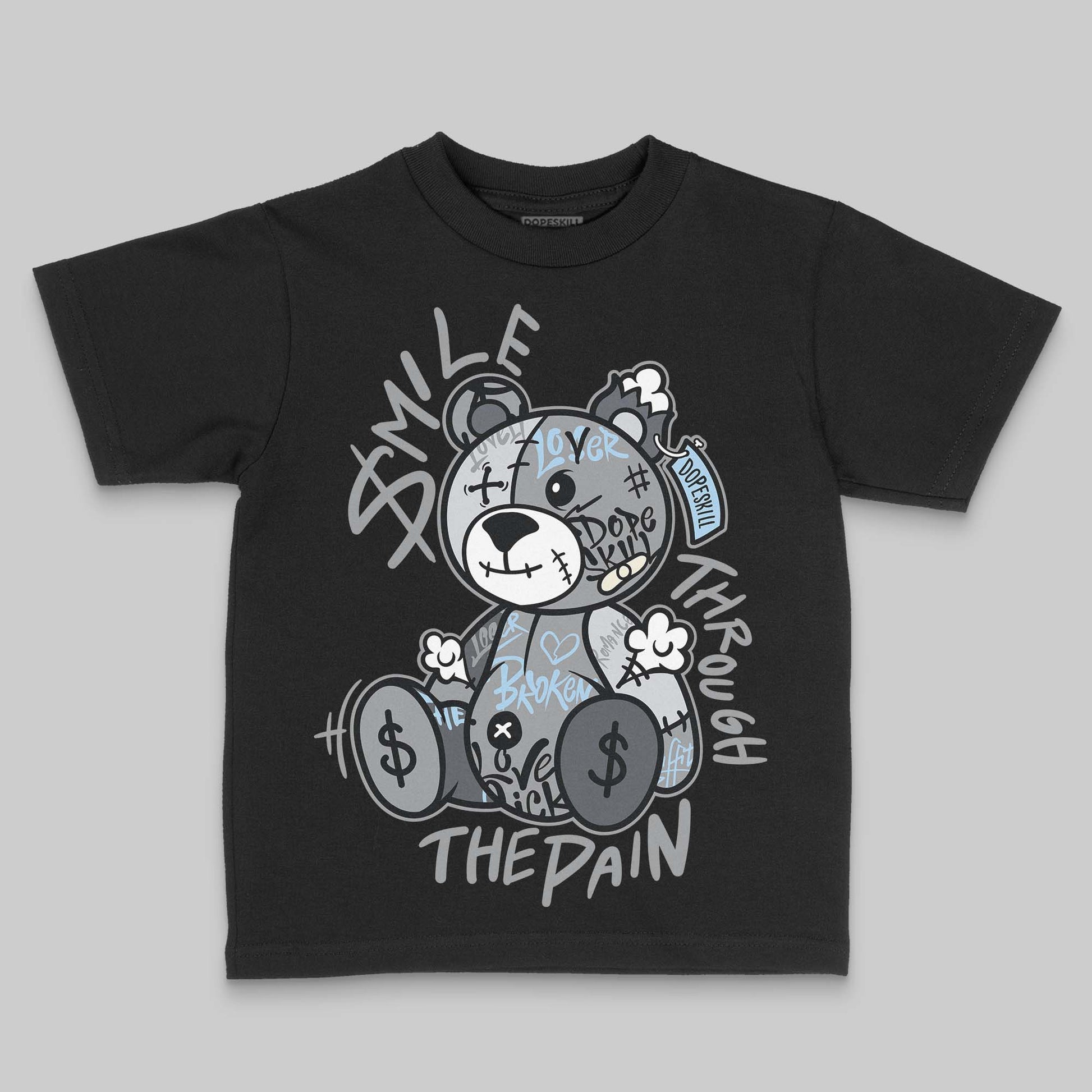 Jordan 5 Retro Wolf Grey (2026) DopeSkill Toddler Kids T-shirt Smile Through The Pain Graphic Streetwear - Black