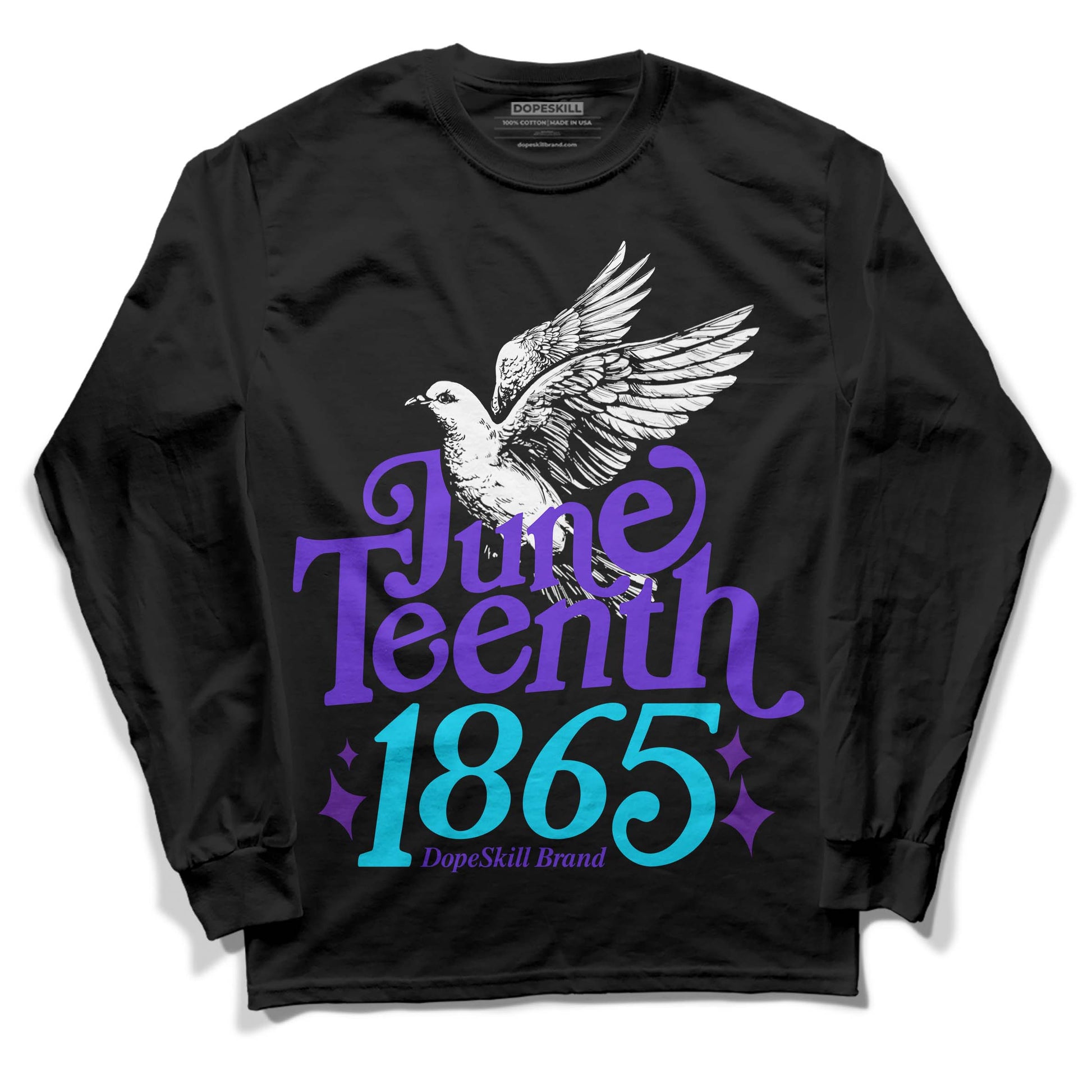 Jordan 6 "Aqua" DopeSkill Long Sleeve T-Shirt Juneteenth 1865 Graphic Streetwear - Black 